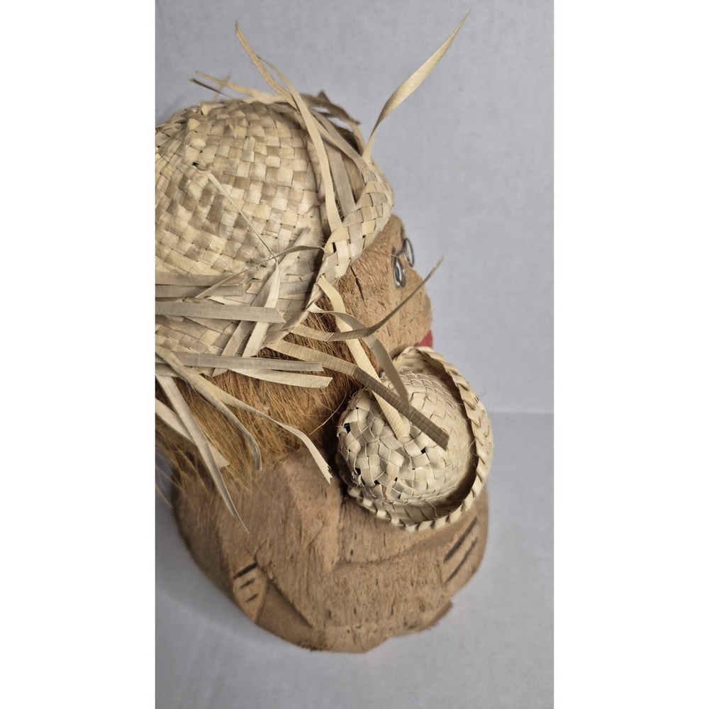 Coconut Monkey Bank  Brown Handcrafted‎ Folk Art - Picture 6 of 8